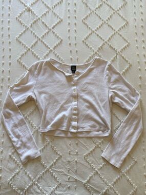 wild fable White Button-Front Cropped Cardigan